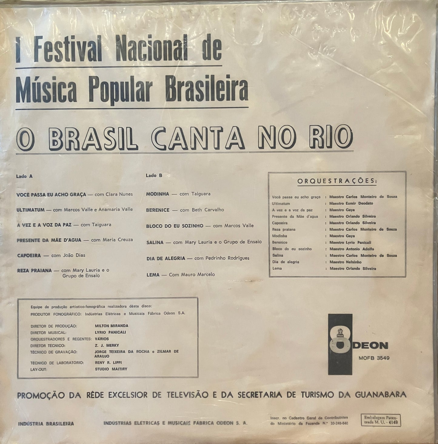 Various / 1º Festival Nacional Música Popular Brasileira – O Brasil Canta No Rio