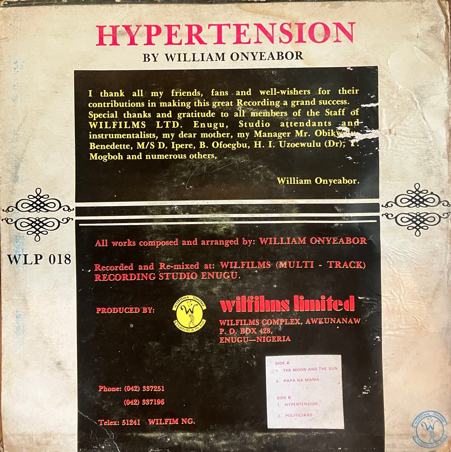 William Onyeabor / Hypertension
