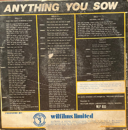 William Onyeabor / Anything You Sow